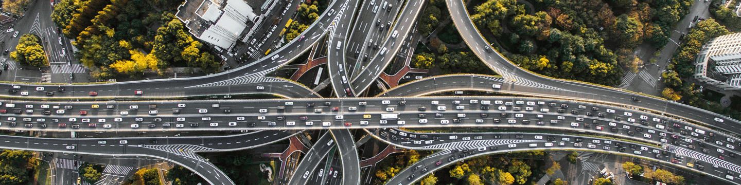 Aerial Shot of Traffic representing the different paths of growth new content can create on your website.
